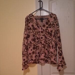 Milano Women's Brown and Tan Geometric Blouse